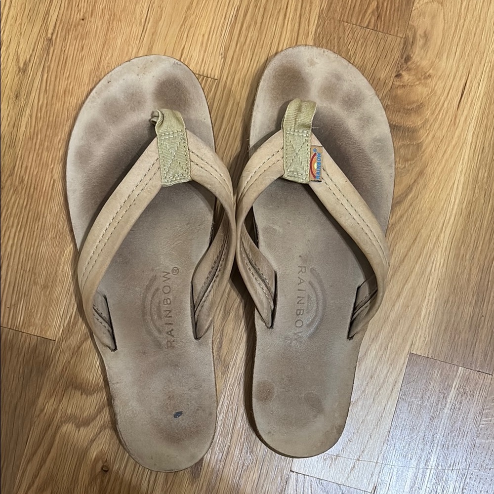Rainbow Unisex Beige FlipFlops